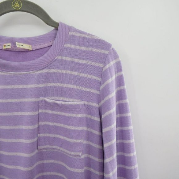 Marine Layer DK Crew, Lavender White Stripe, Size L - Picture 8 of 12